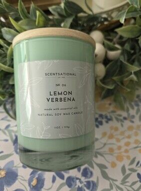 Scentsational Lemon Verbena Soy Candle - Mint Green Jar